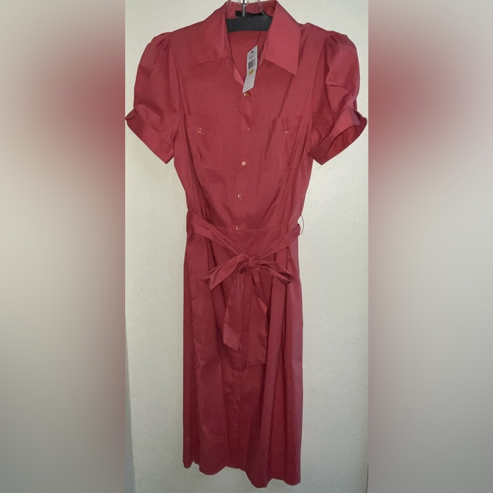 BCBGMaxAzria Ginger color Button-Up belted Midi Dress